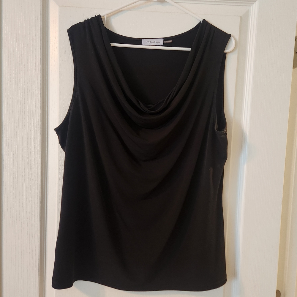 Calvin Klein Black Draped Tank Top